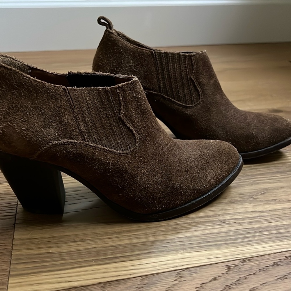 FRYE Ilana Shootie Wood Brown Leather Suede Boots Slip On Ankle Booties 8.5